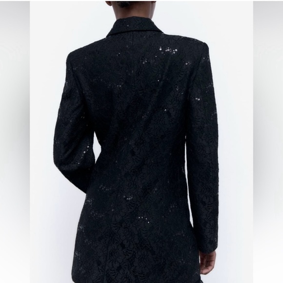 Zara lace sequin black blazer jacket - Picture 3 of 8